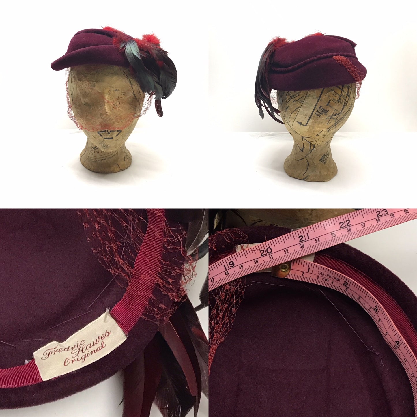 Lot of 5 Vintage Felt or Velvet Hats for Costuming, Quality Designs, Some in Need of SMALL REPAIRS