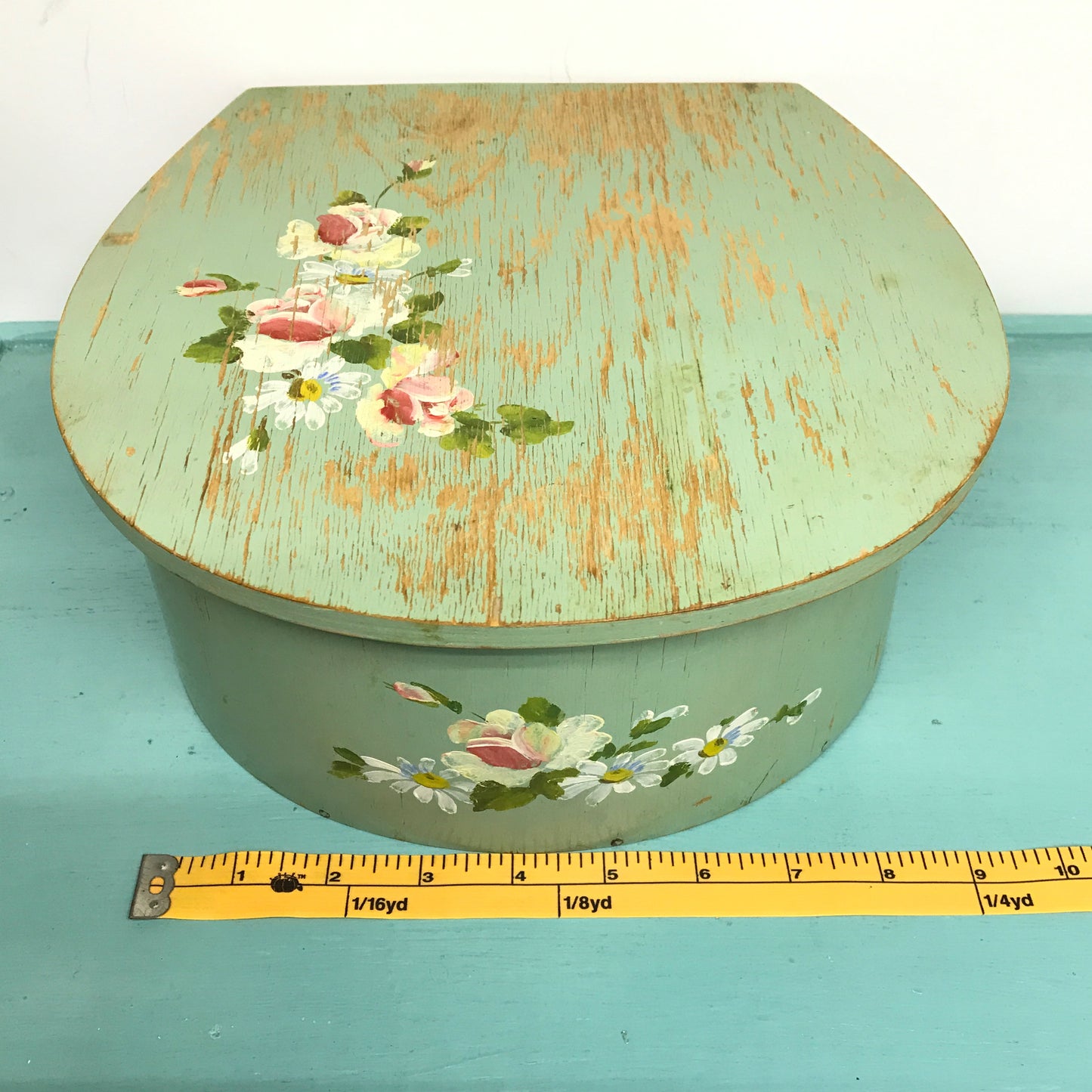 Large Shabby Chic Wooden Storage Box, Distressed Handpainted