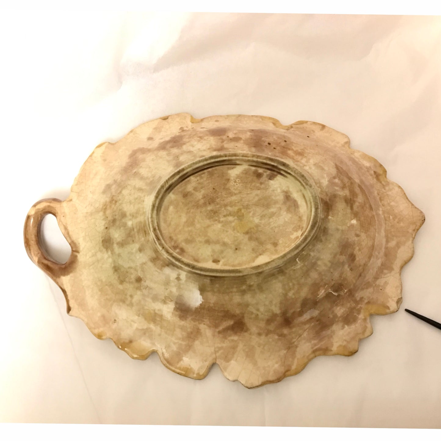 Oak Leaf Shaped Majolica Serving Platter, Griffin Smith & Hill Style, Antique Decorative Serving Dish, AGE RELATED FAULTS (SOLD)