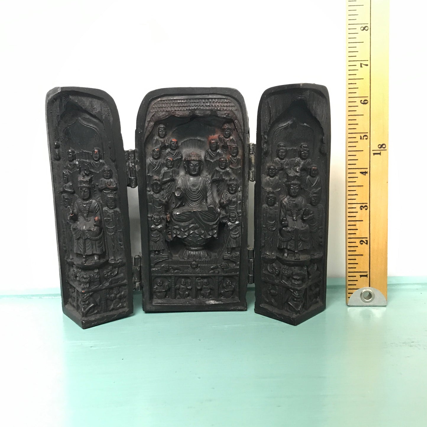 Vintage Buddha Triptych, Portable Shrine