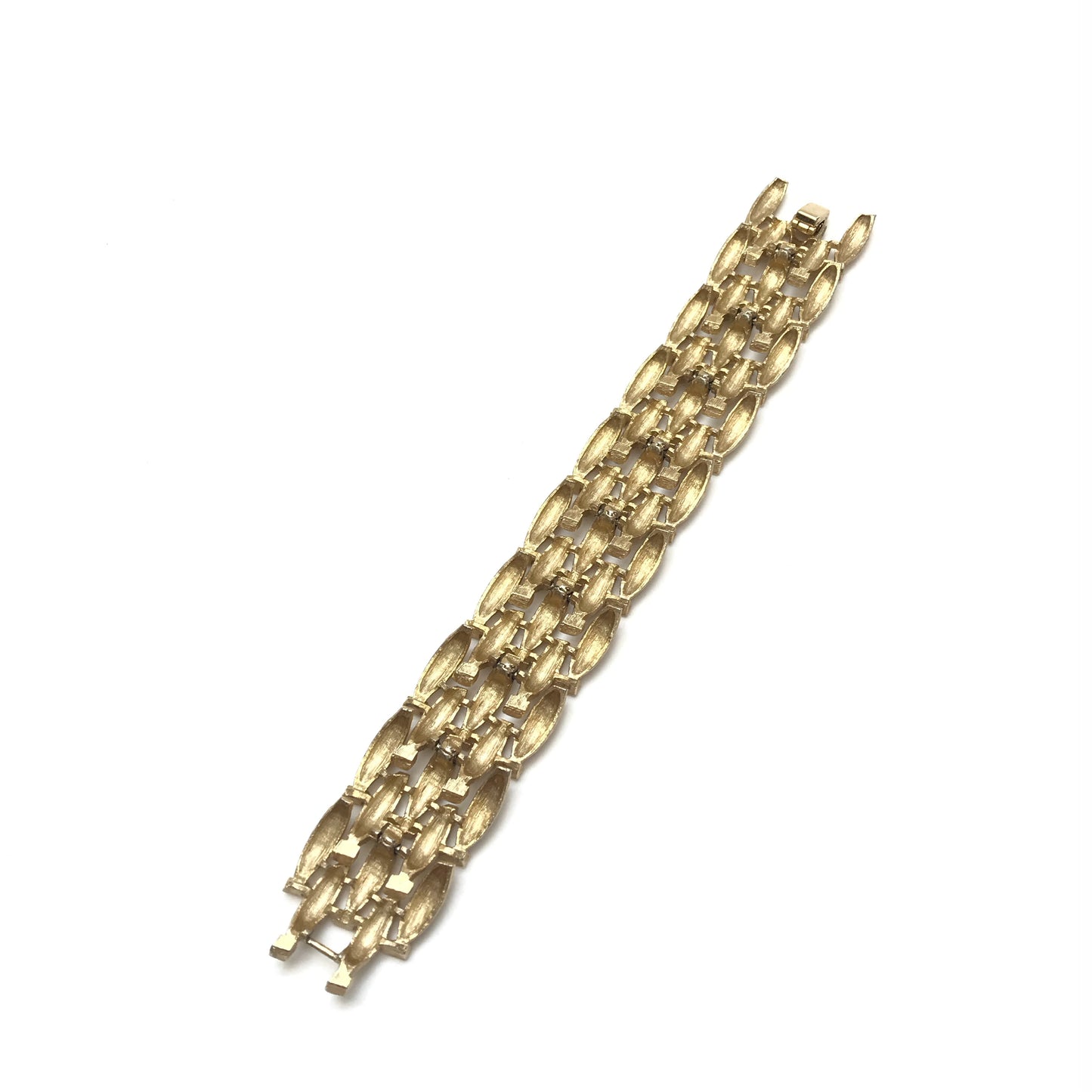 Crown Trifari Textured Gold Link Bracelet, 7-Inches, Signed