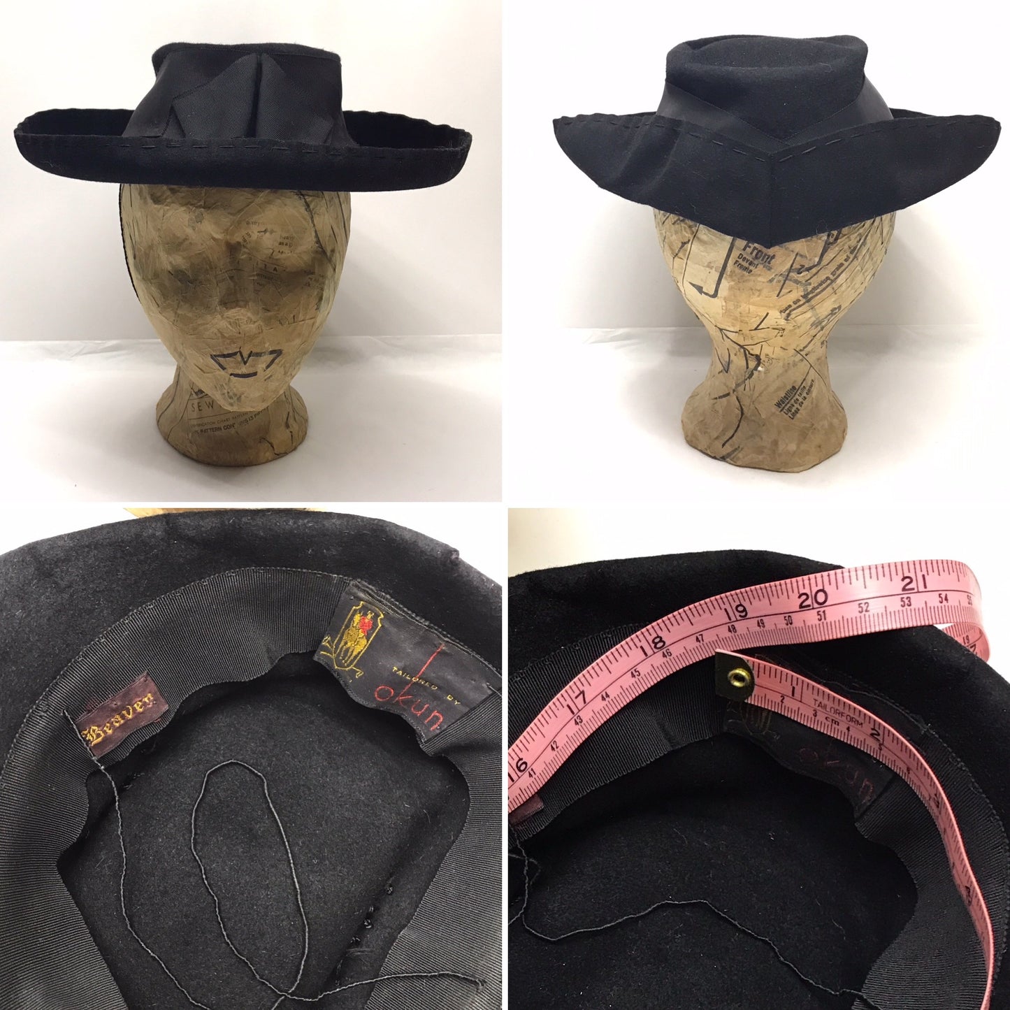 Lot of 5 Vintage Felt or Velvet Hats for Costuming, Quality Designs, Some in Need of SMALL REPAIRS