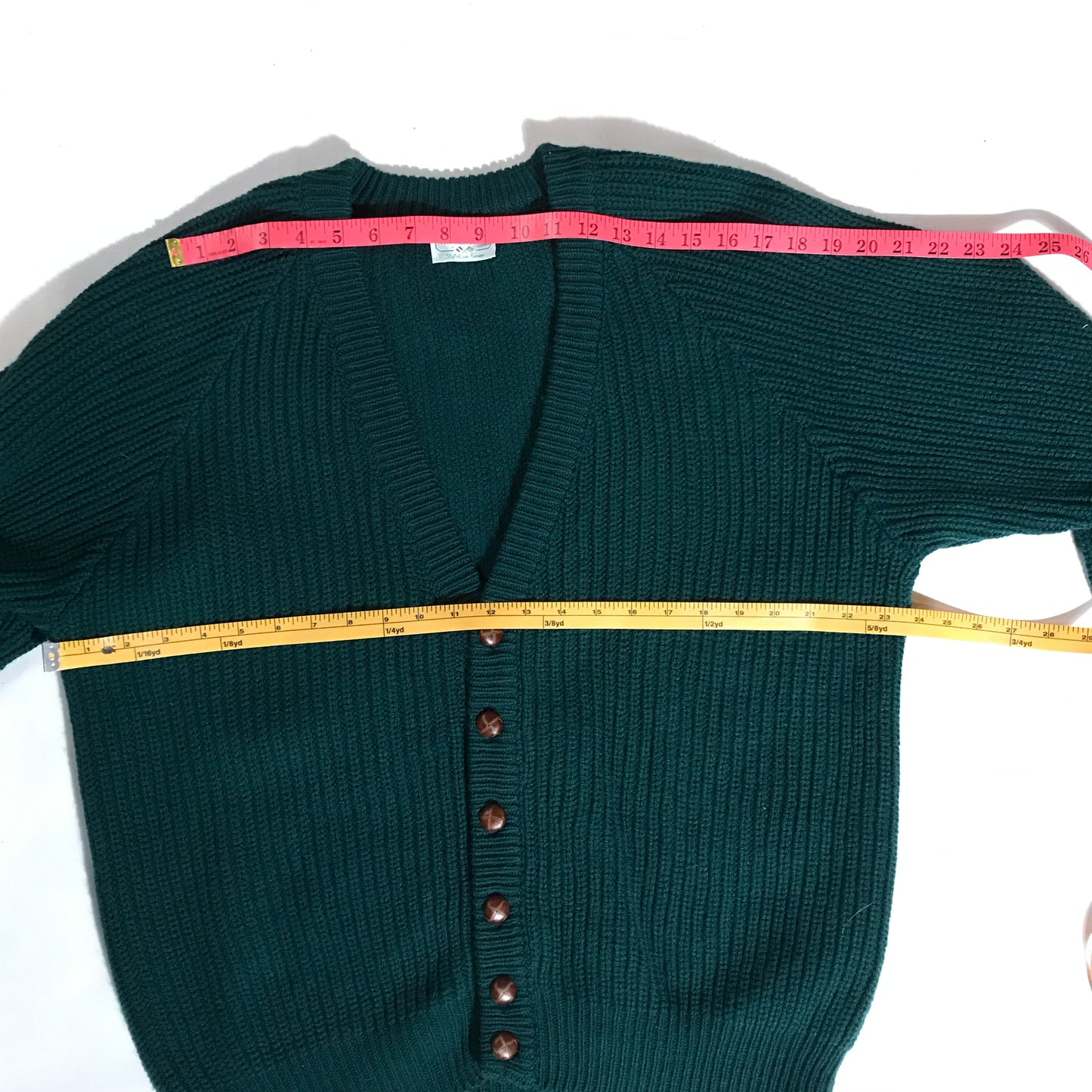 Green Benetton Oversized Sweater, Wool & Acrylic Blend, Grandpa Cardigan