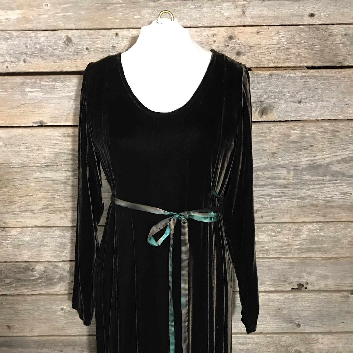 Dark Brown Velvet Dress, Far Village Brand, Size S