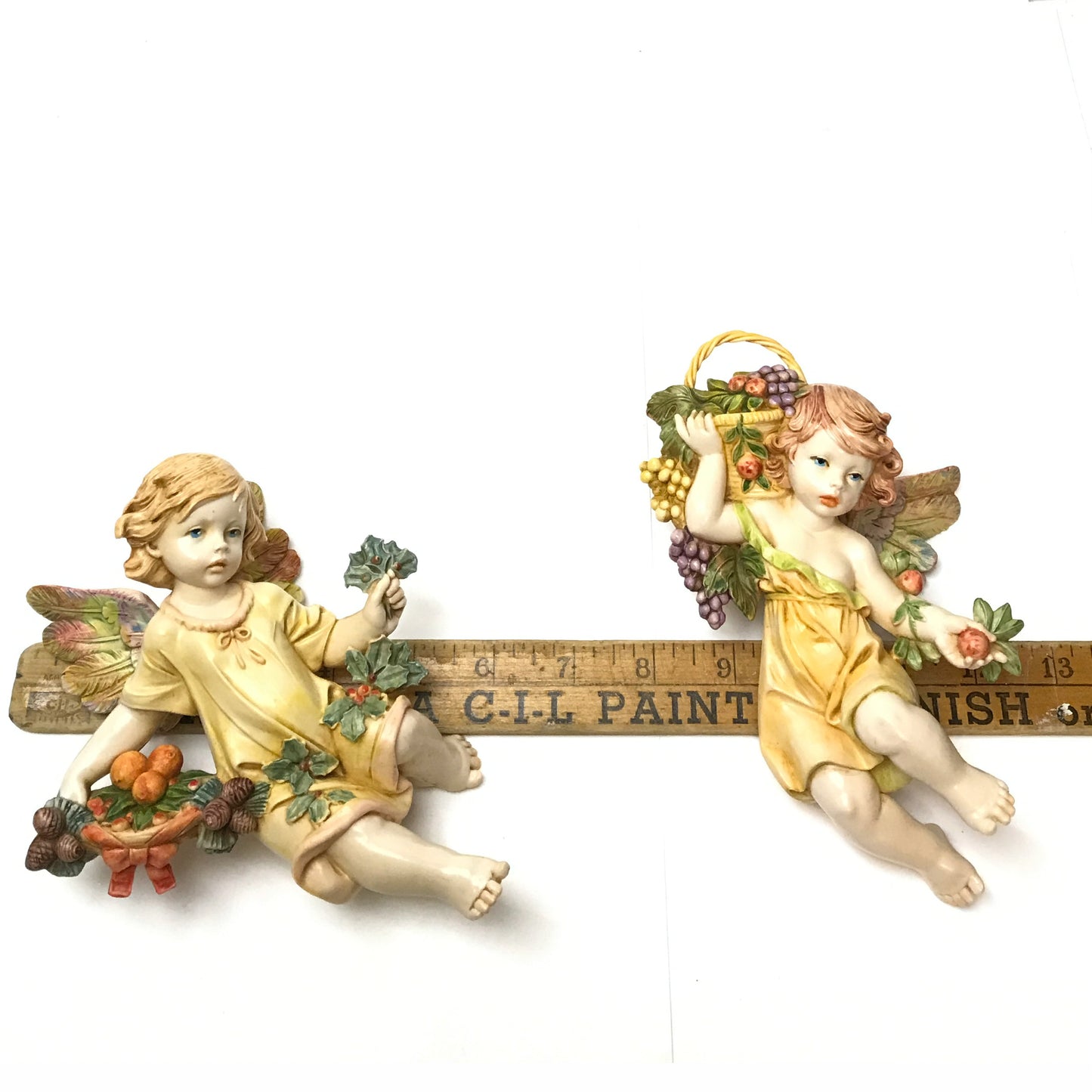 E. Simonetti Resin Cherubs, Italian Putti Wall Decor, Dated 1989