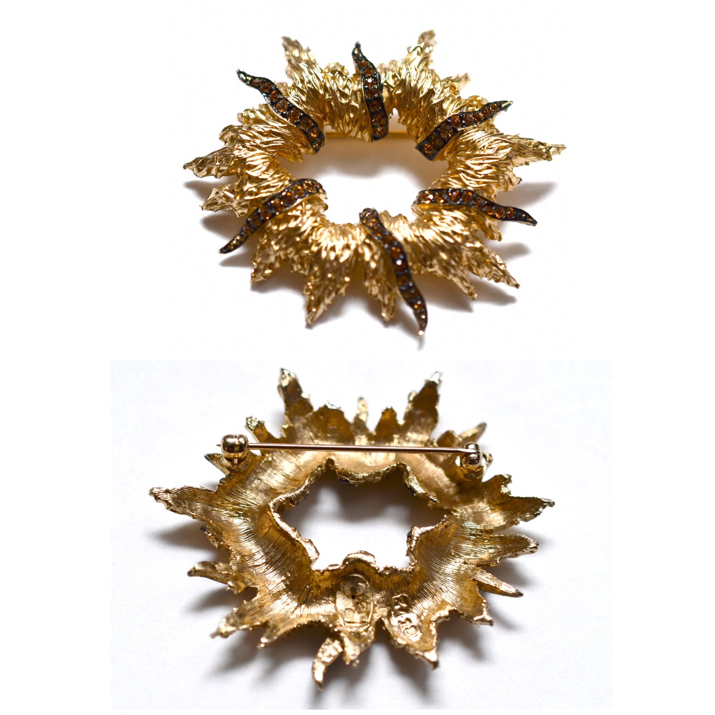 Le Couturier Rhinestone Brooch & Earrings Set, Burst Design, Boucher Canada, Mid-century Costume Jewellery