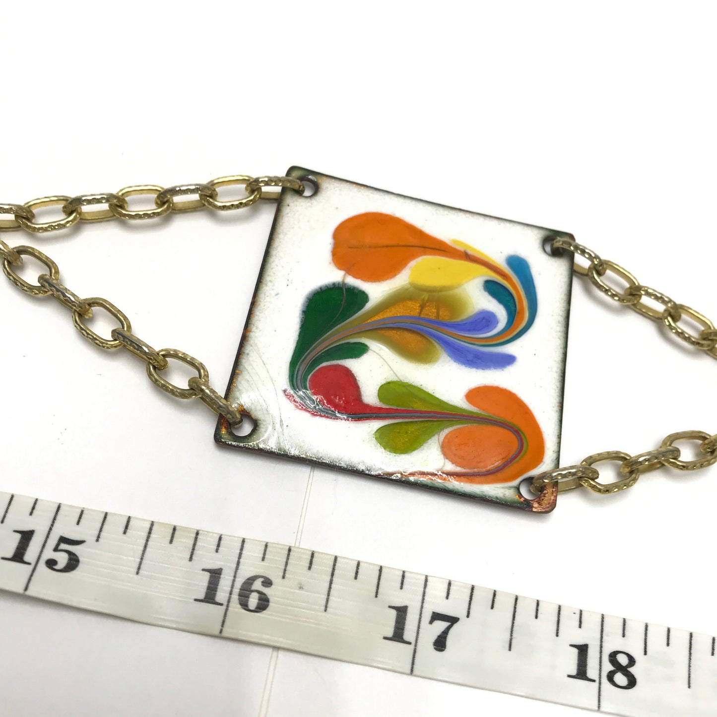 Multicoloured Enamel Panel Chain Belt