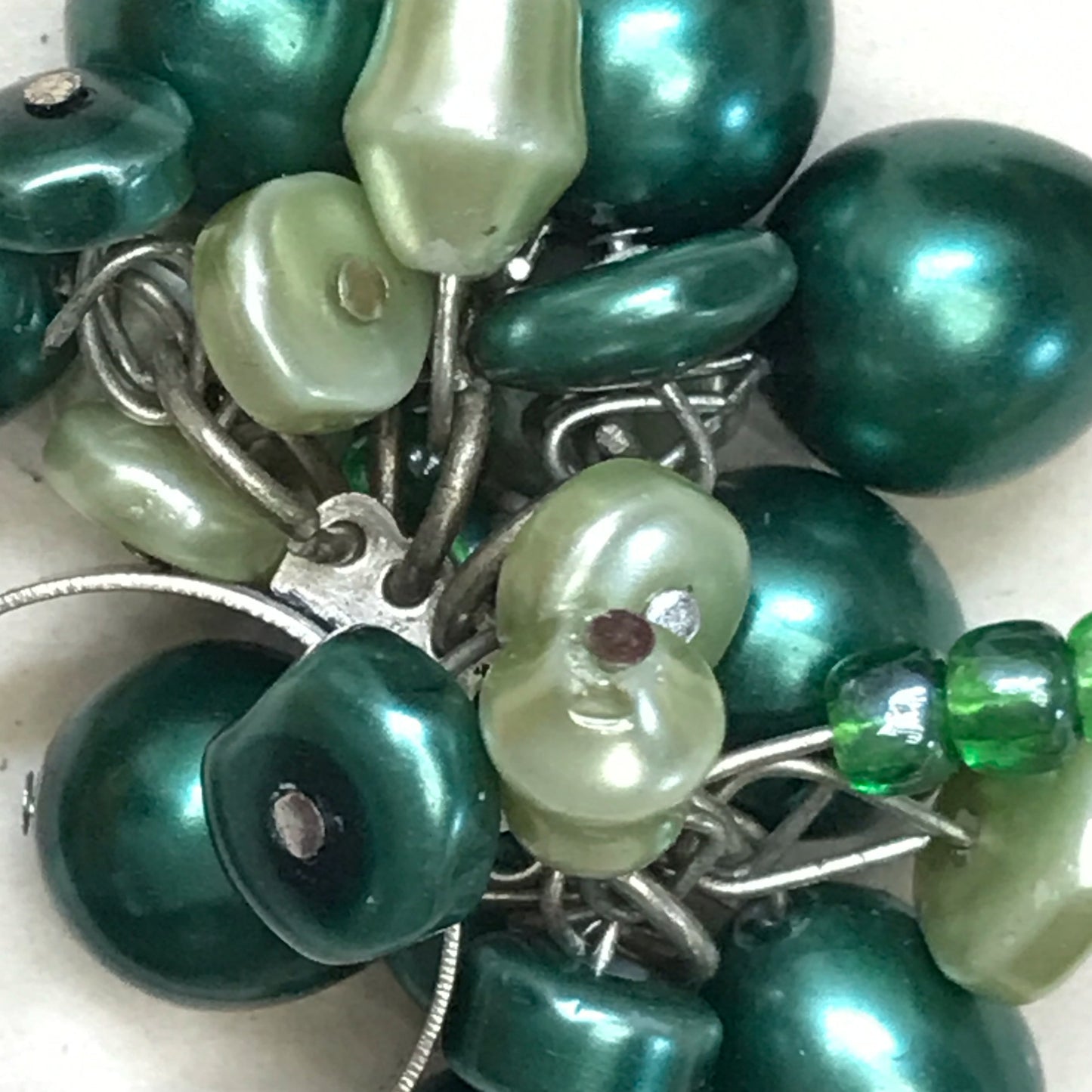 Cha Cha Ring Green Pearlized Beads, Cocktail Ring