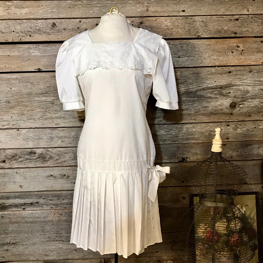 Vintage Girl’s White Dress, Drop Waist, Byer Too! Brand