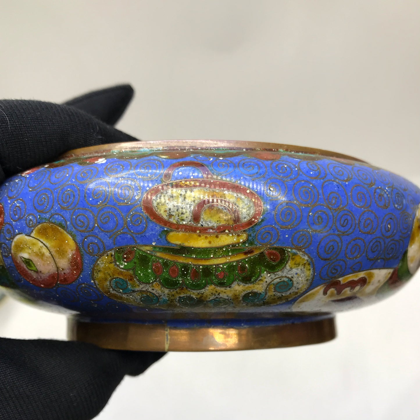 Chinese Cloisonné Trinket Dish, Food Themed, Light Deterioration