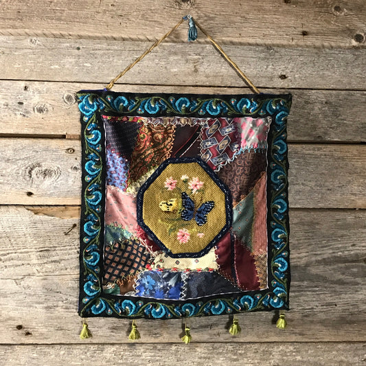 Small Crazy Quilt Sampler, Wall Hanging, Memory Quilt