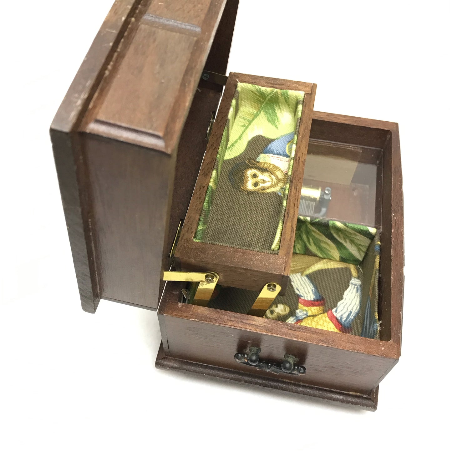 Musical Wooden Jewellery Box, Made in Japan, Refurbished Interior, Plays Theme from “Love Story”