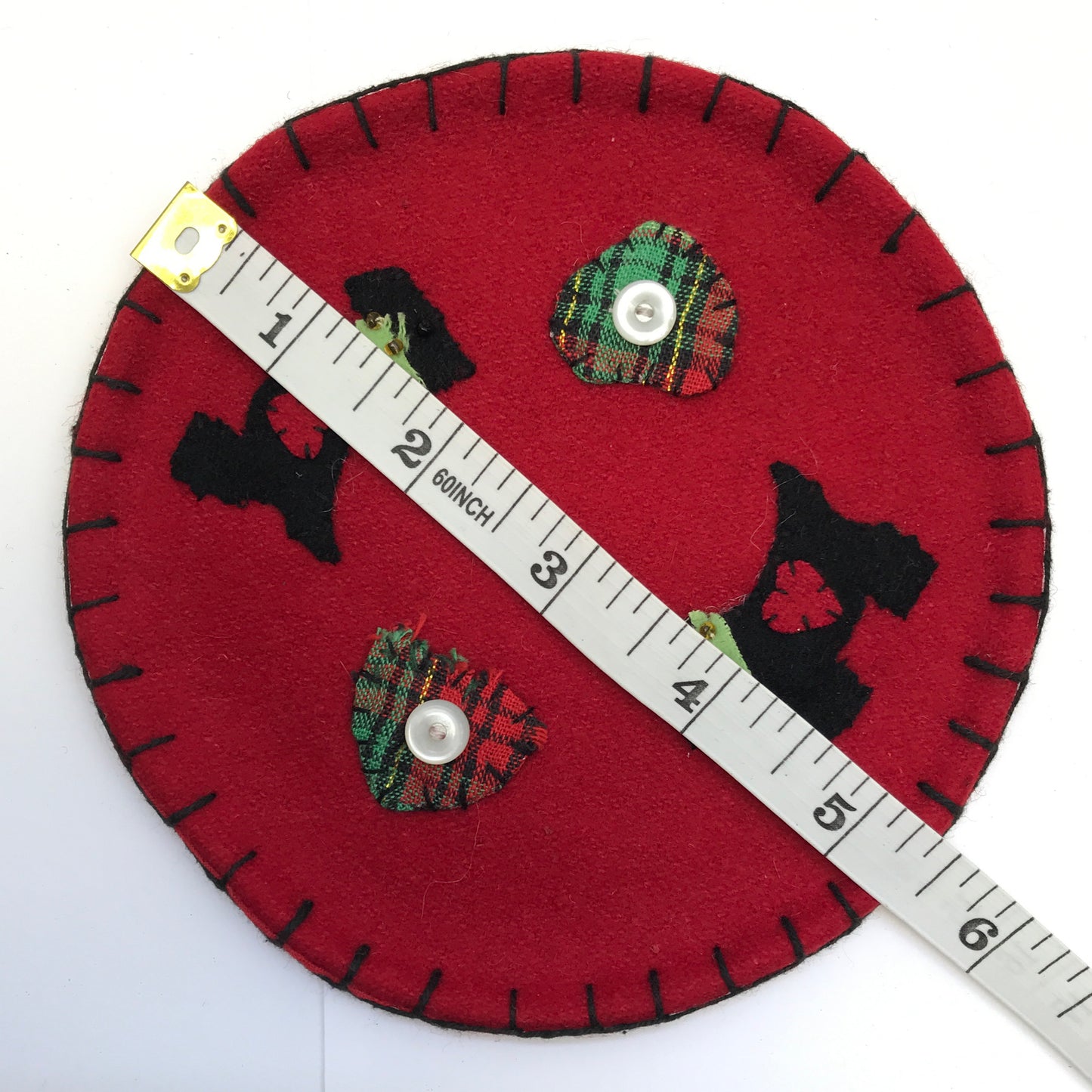 Set of 6 Handmade Scottish Themed Coasters, Scottie Dogs, MOP Buttons