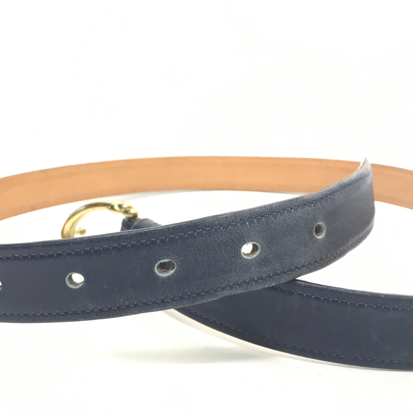 Distressed Blue Leather Coach Belt, Size L