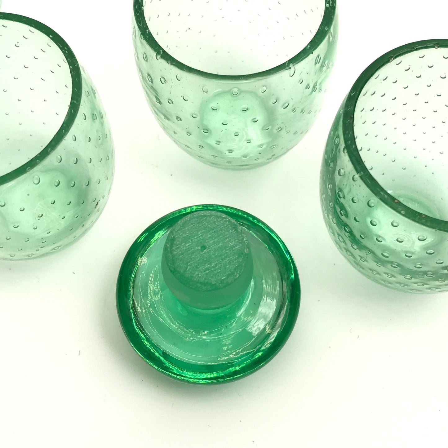 Green Seed Bubble Glass Decanter with 3 Glasses