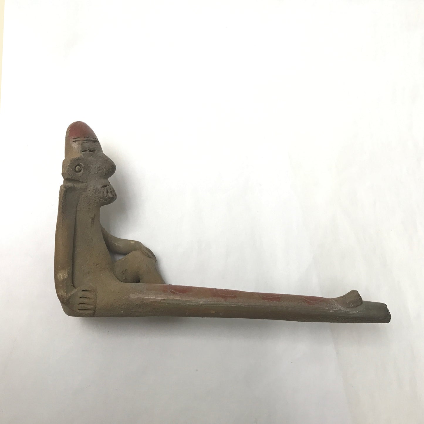 Handmade Clay Pipe, South American Effigy Pipe, Anthropomorphic Ceremonial Smoking Pipe