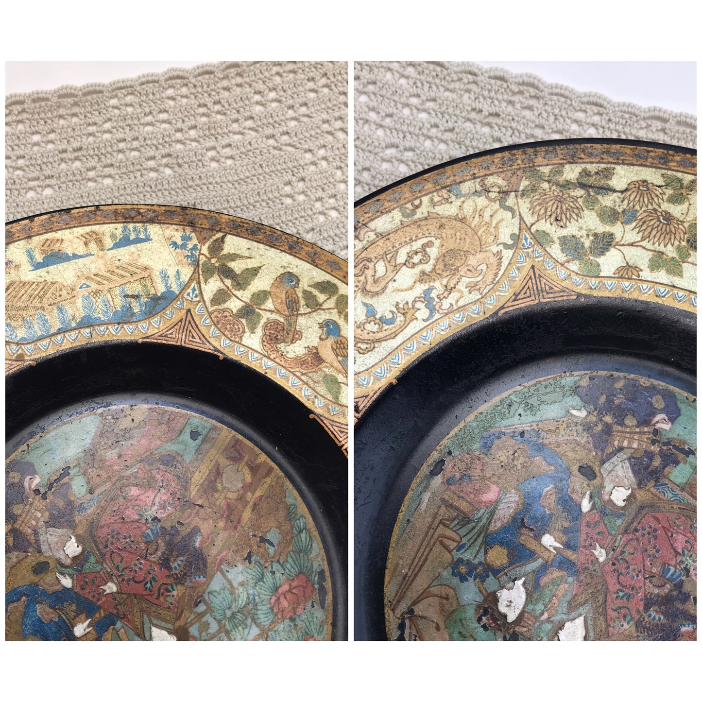 Antique Lacquer Pedestal Plate, Decorative Lacquerware,  Japanese Lacquerware, SIGNS of WEAR