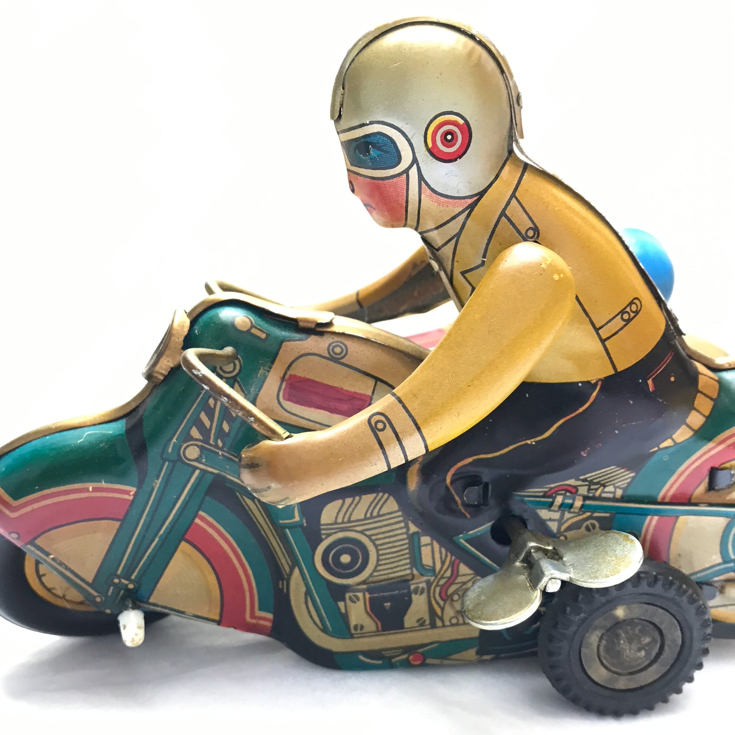 Retro Reproduction Wind Up Motorcycle, Made to Look Distressed