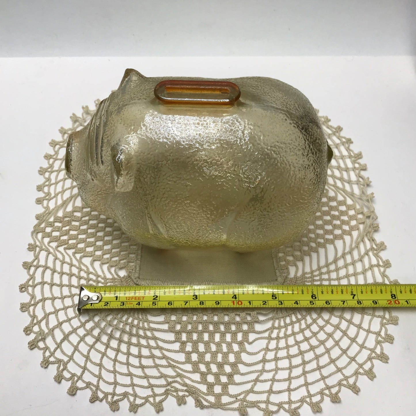 Vintage Anchor Hocking Pale Peach Glass Piggy Bank