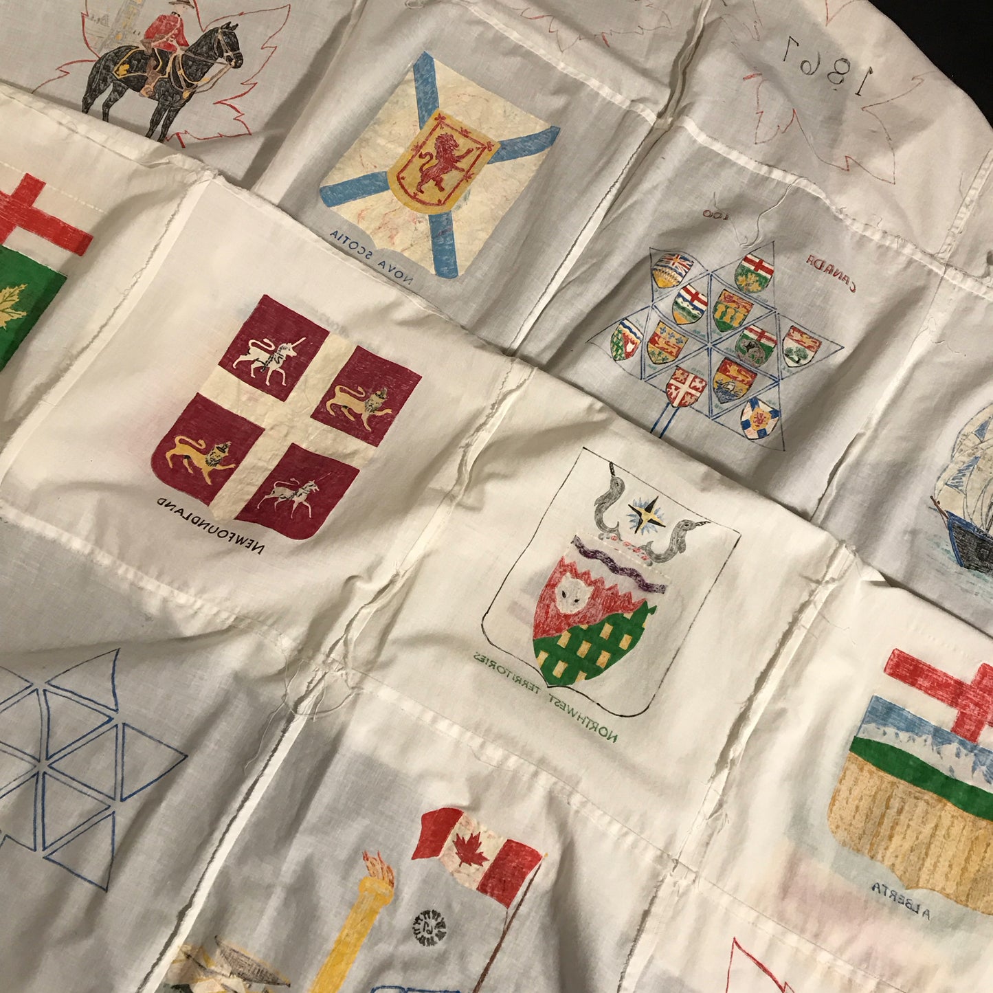 Quilt Topper, Canadian Centennial and Expo 67 Handmade Souvenir