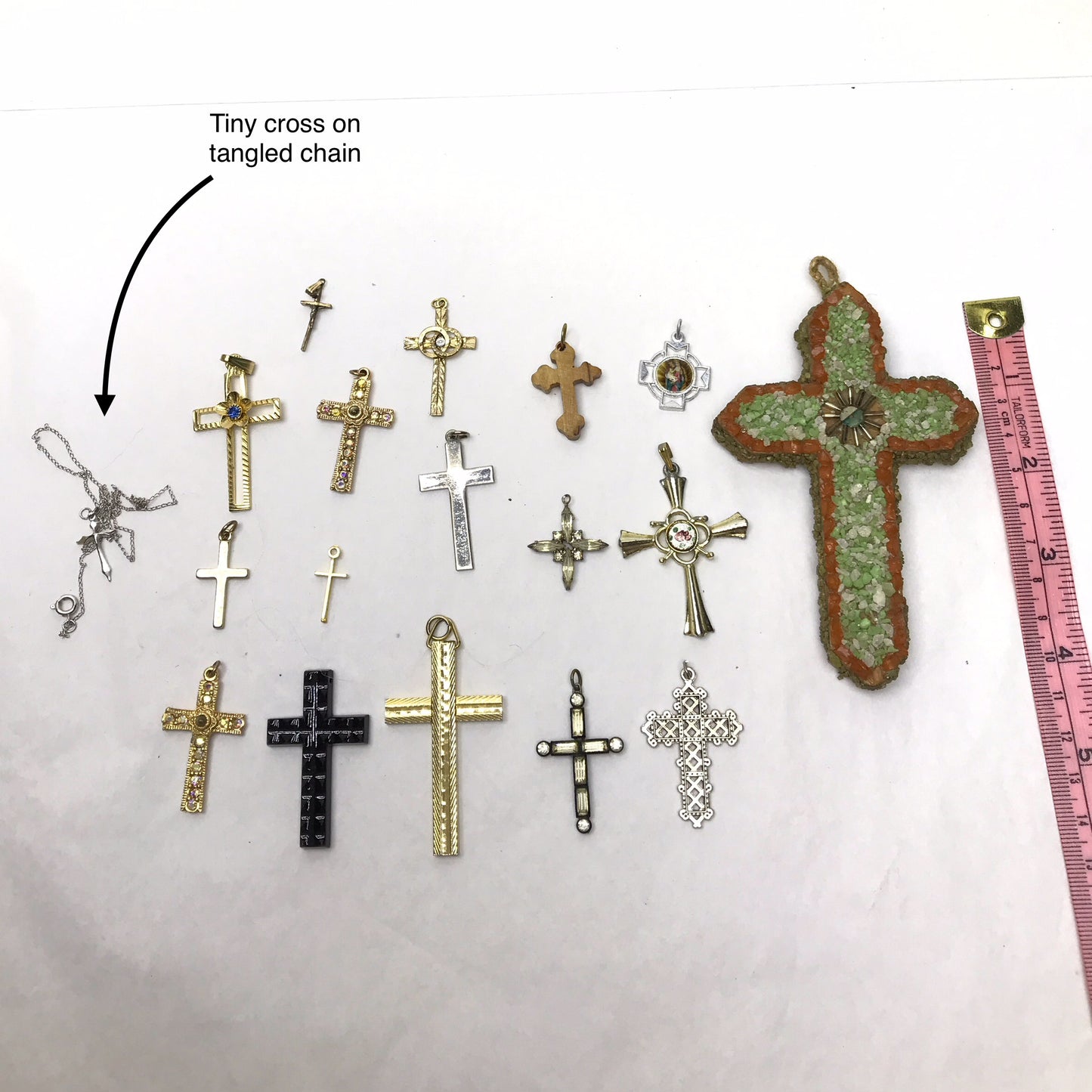 Crafting Lot of Vintage Rosaries, Charms, and Cross Pendants, Religious Memorabilia, For Repair or Upcycling