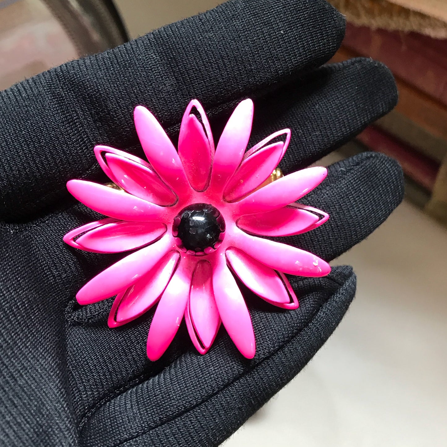 Lot of 5 Vintage Enamel Painted Floral Brooches