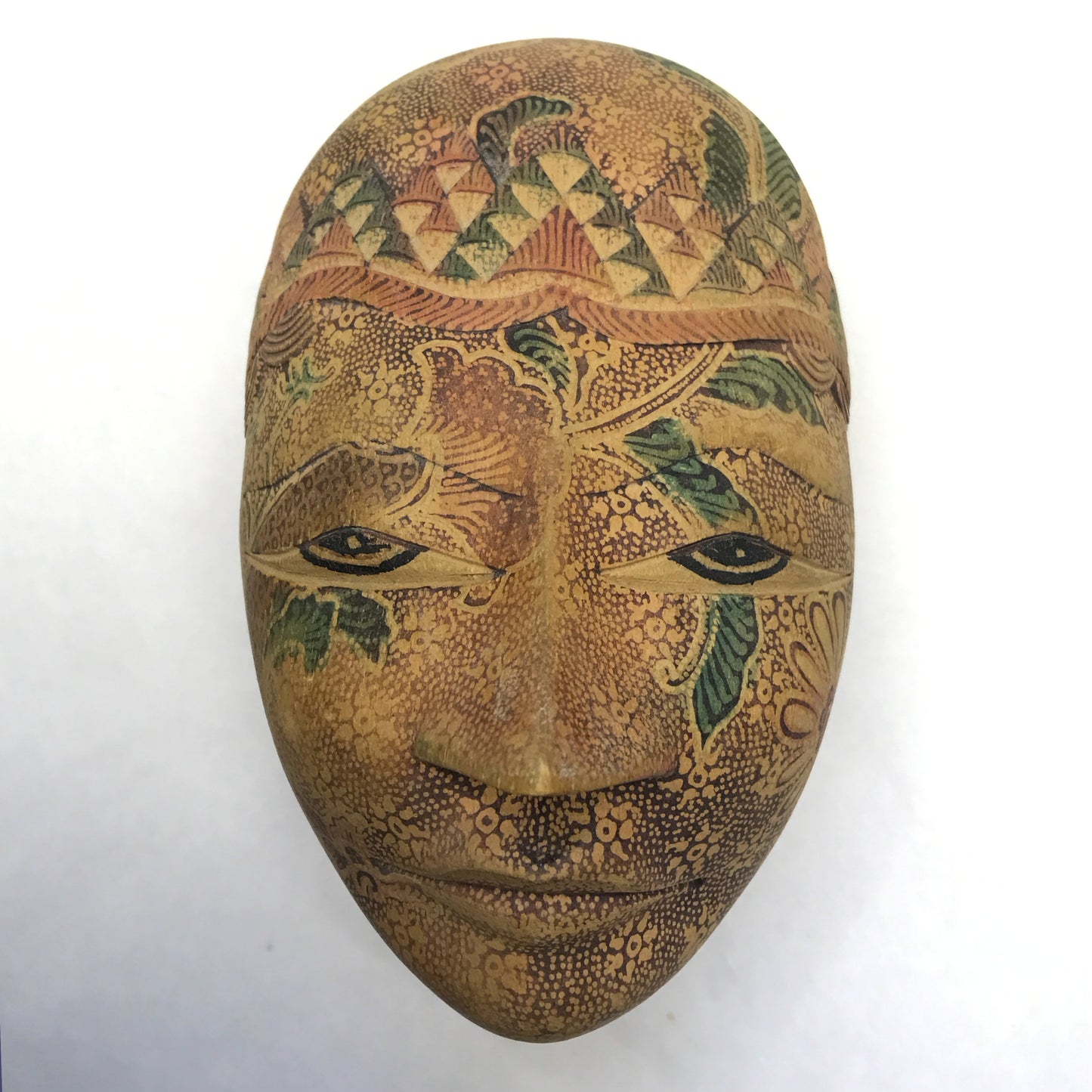 Indonesian Batik Mask Trinket Box, Wood Box