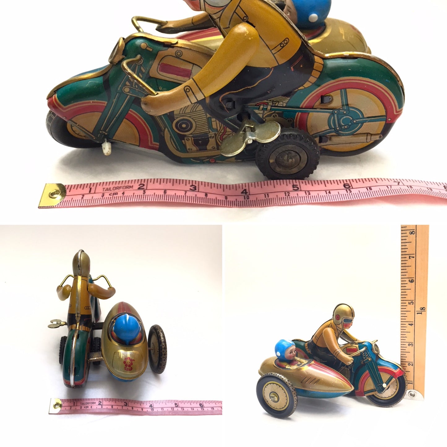 Retro Reproduction Wind Up Motorcycle, Made to Look Distressed