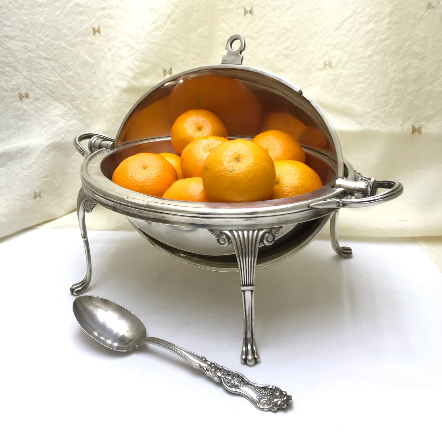 Edwardian Silver Plated Roll Top Domed Serving Dish, HB & H, Missing Liner Plate and Peg for Lifting  Lid