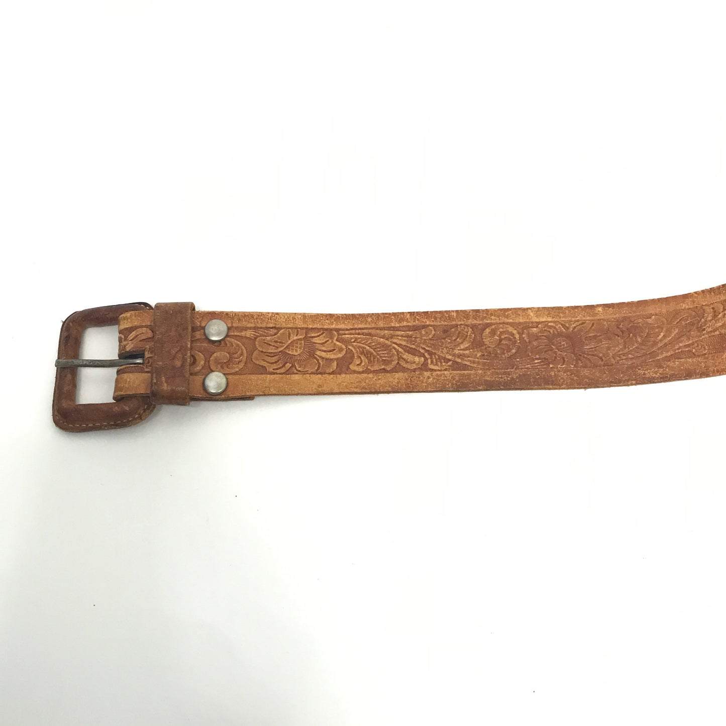 Vintage Embossed Leather Belt, Made in Mexico