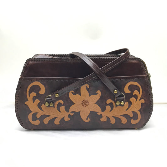 Tooled Leather Purse, Double Handled