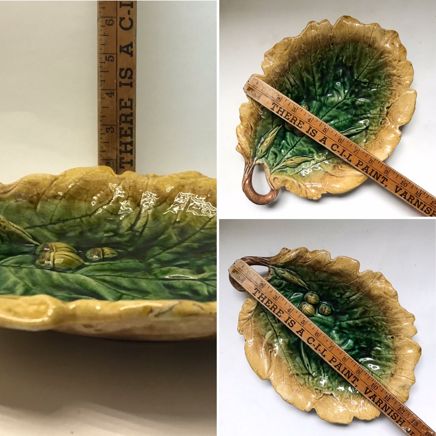 Oak Leaf Shaped Majolica Serving Platter, Griffin Smith & Hill Style, Antique Decorative Serving Dish, AGE RELATED FAULTS (SOLD)