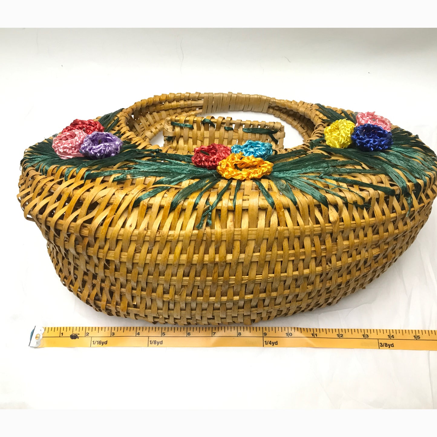 Wicker and Raffia Basket Purse, Gondola Purse, Woven Rattan Bag