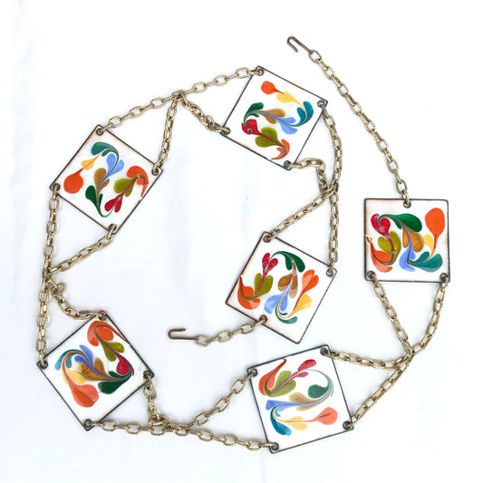 Multicoloured Enamel Panel Chain Belt