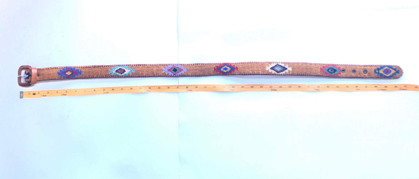 Vintage Woven Leather Belt, Size 36