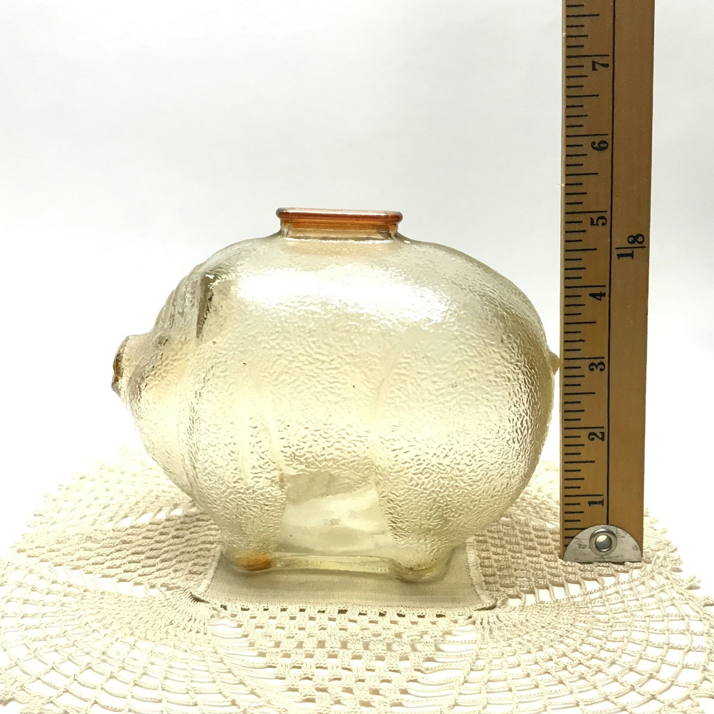 Vintage Anchor Hocking Pale Peach Glass Piggy Bank