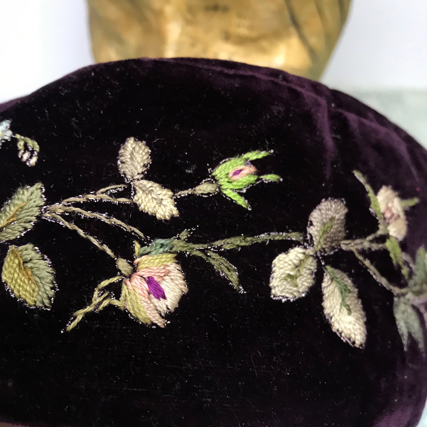 Victorian Smoking Cap with Floral Embroidery, Antique Costuming, Antique Men’s Fashion