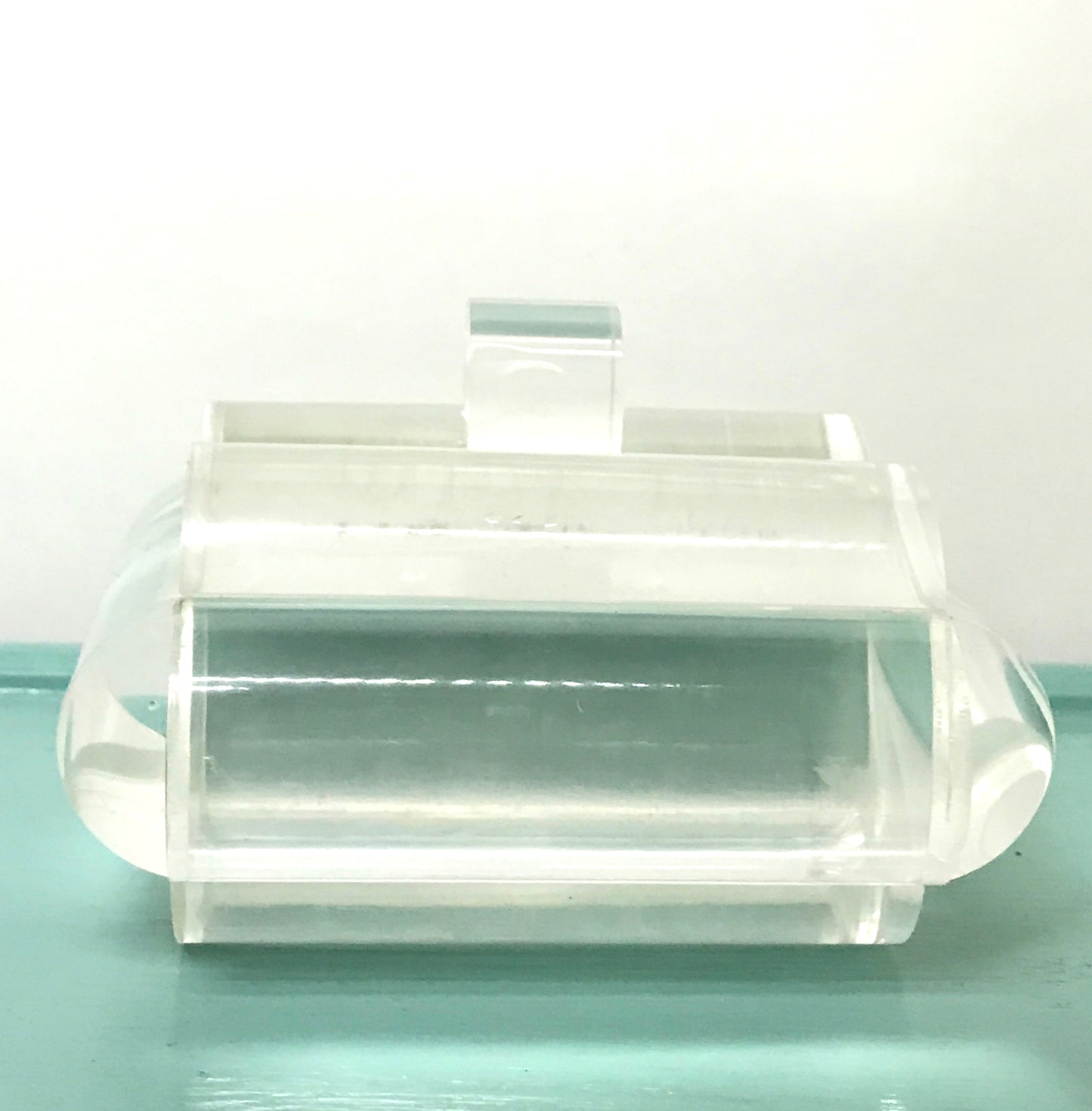 Chunky Art Deco Clear Lucite Trinket Box, Jewellery Box