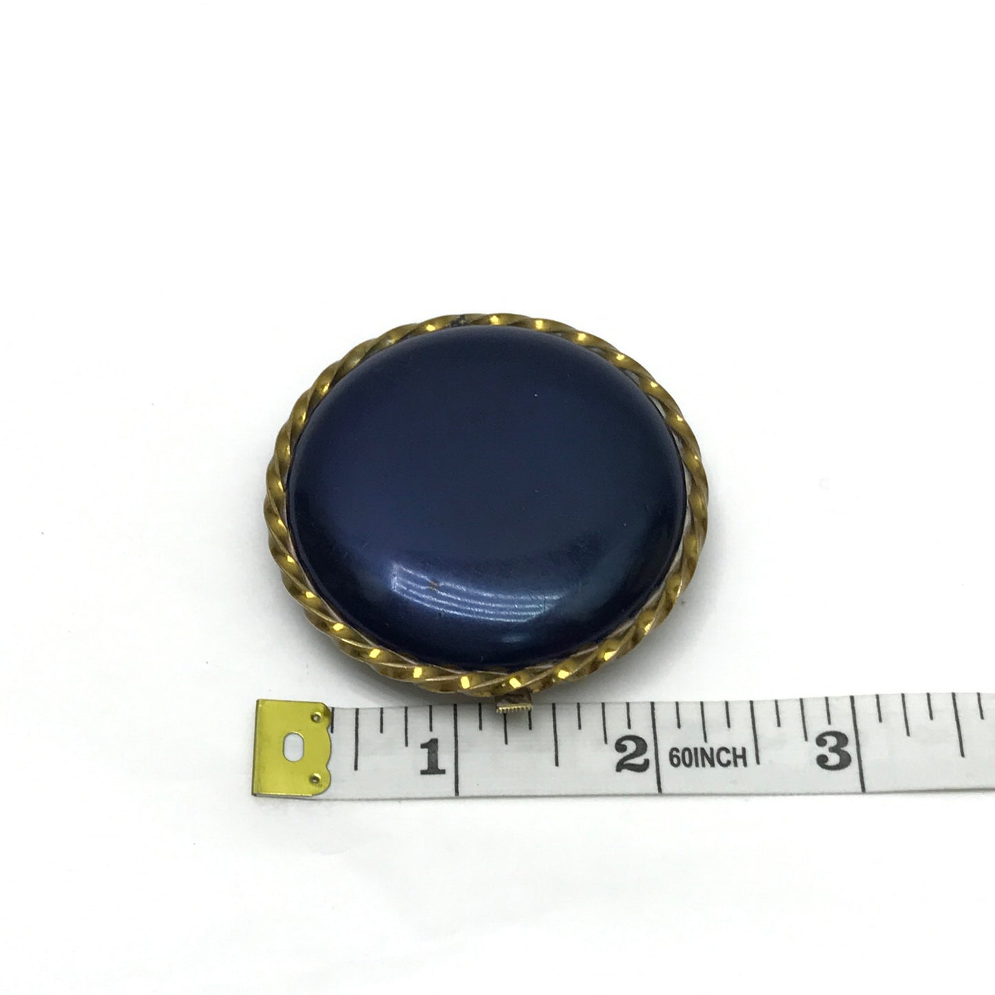 Art Deco VeeVanity Compact, Blue Enamel on Gold Metal Casing