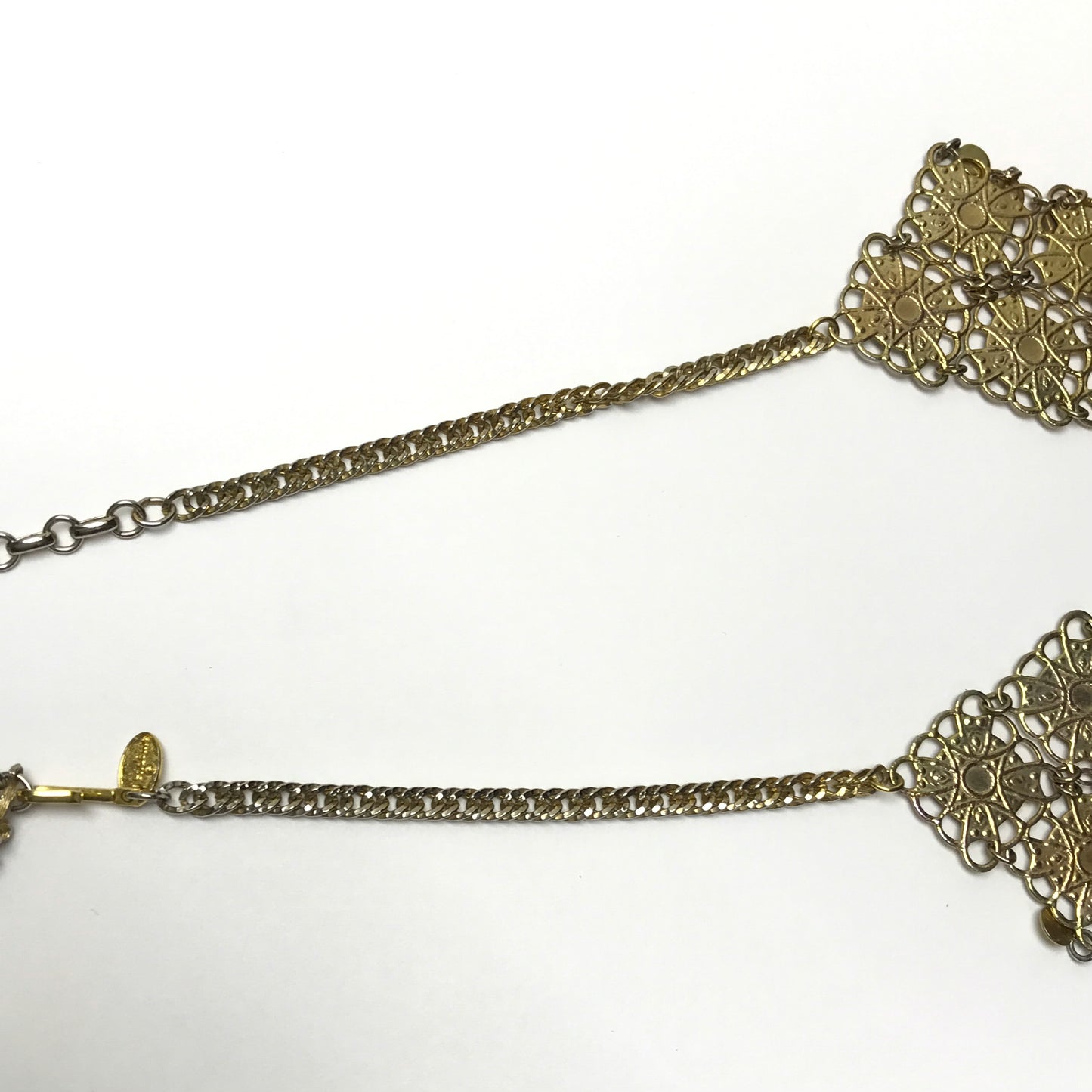 Vendome Gold Metal Bib Necklace, Vendôme Statement Necklace, Chainmail Necklace