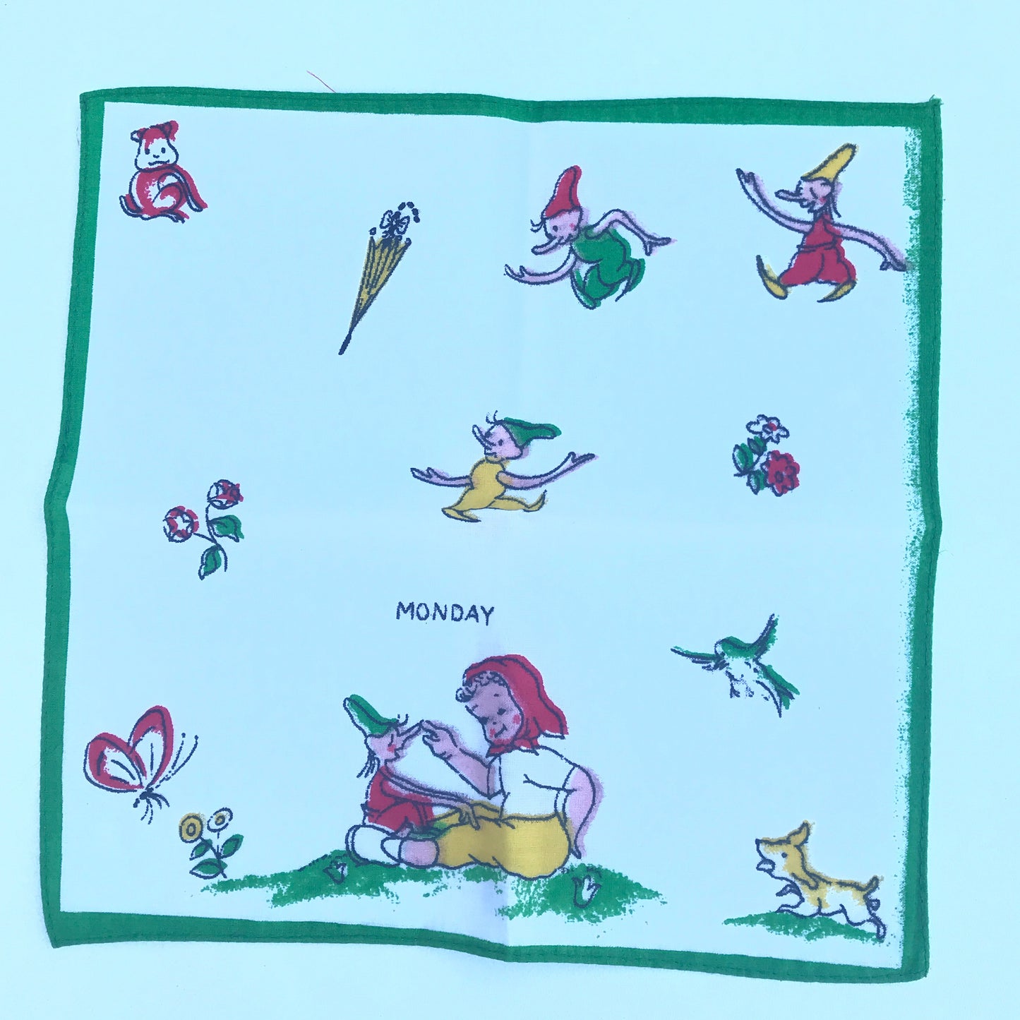 Vintage Children’s Hankies, Days of the Week, Set of 8