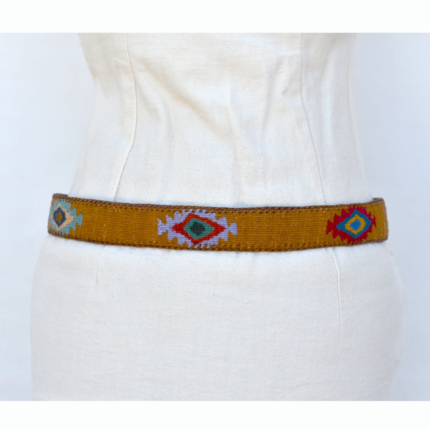 Vintage Woven Leather Belt, Size 36