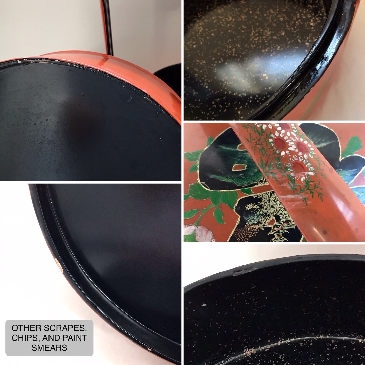 Mid 20th Century Chinese Orange Lacquer Wedding Basket