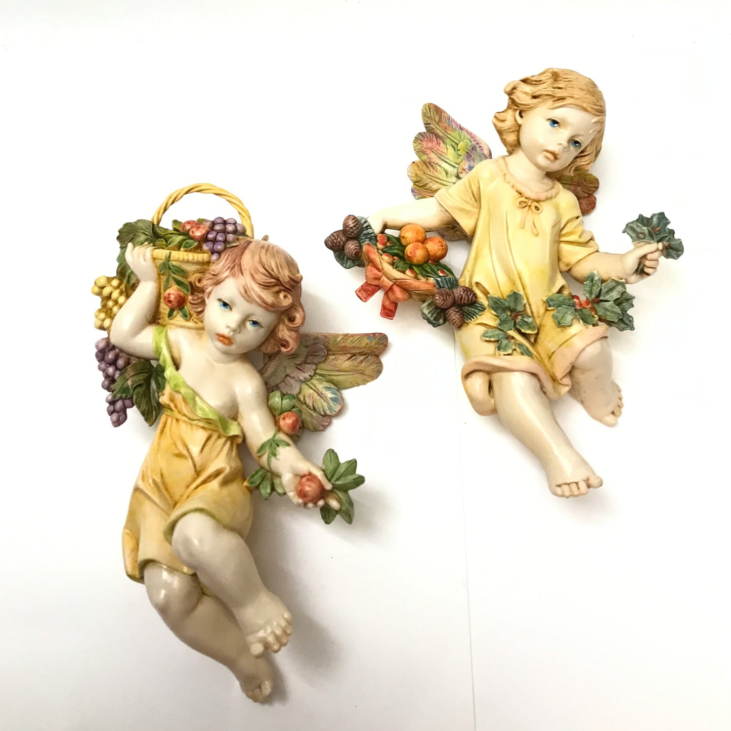 E. Simonetti Resin Cherubs, Italian Putti Wall Decor, Dated 1989