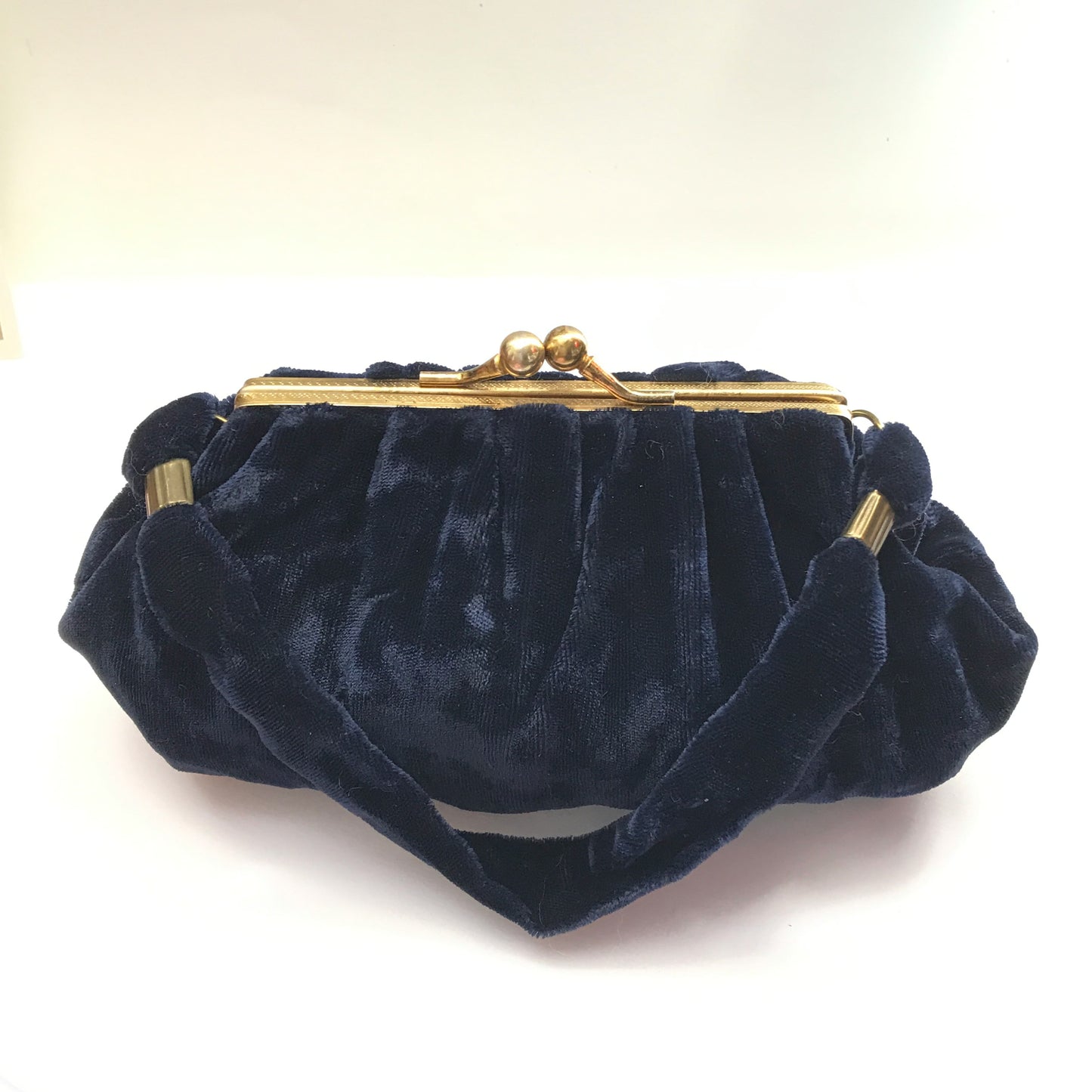 Small Vintage Blue Velvet Evening Bag, Soft Sided Fabric Purse (SOLD)