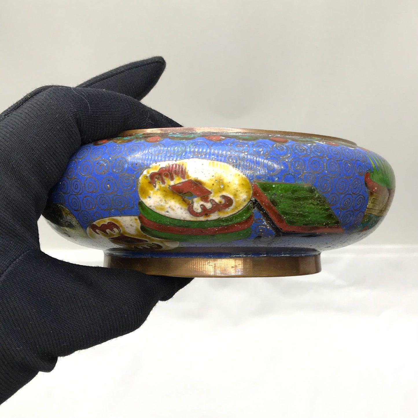 Chinese Cloisonné Trinket Dish, Food Themed, Light Deterioration