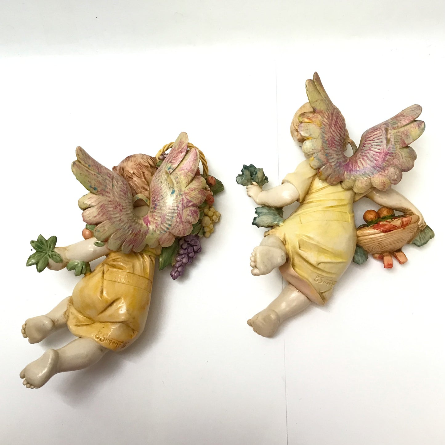 E. Simonetti Resin Cherubs, Italian Putti Wall Decor, Dated 1989