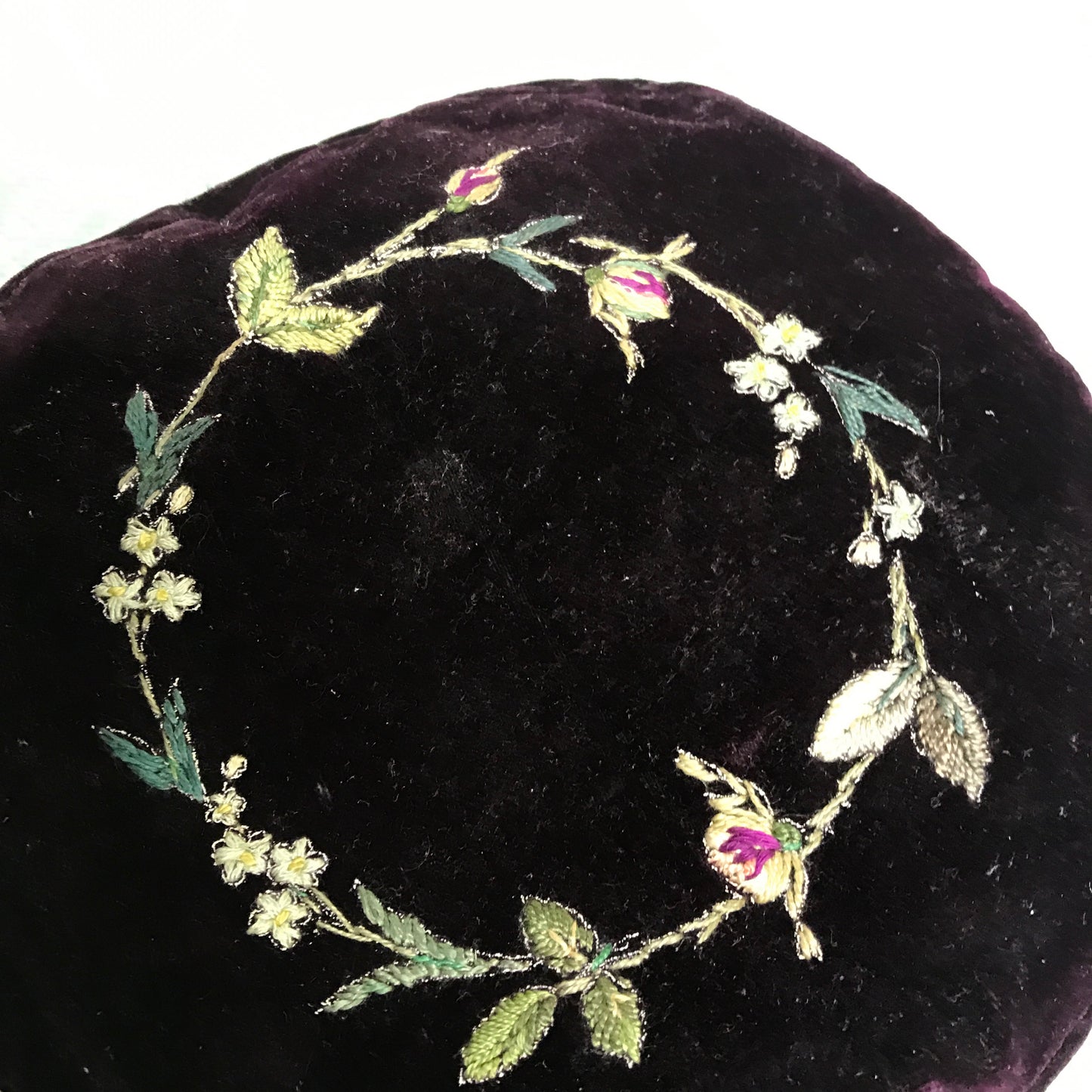 Victorian Smoking Cap with Floral Embroidery, Antique Costuming, Antique Men’s Fashion