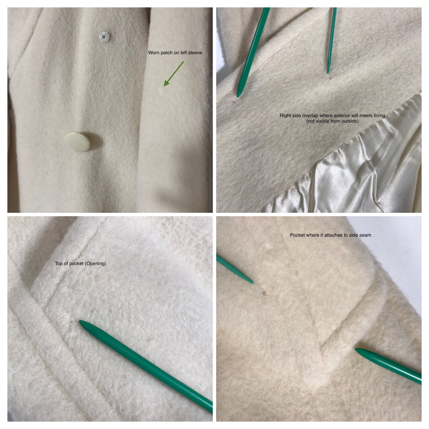 Courrèges Paris White Wool Blanket Coat (Some Wear)  c 1980s