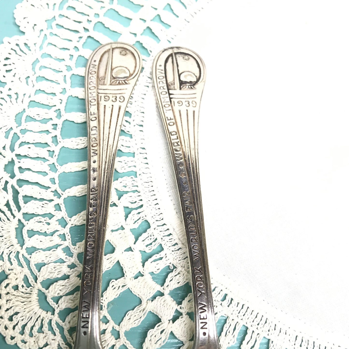 1939 World’s Fair Souvenir Teaspoons, Wallace Silver Plate